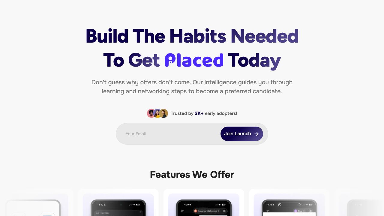Placed website screenshot