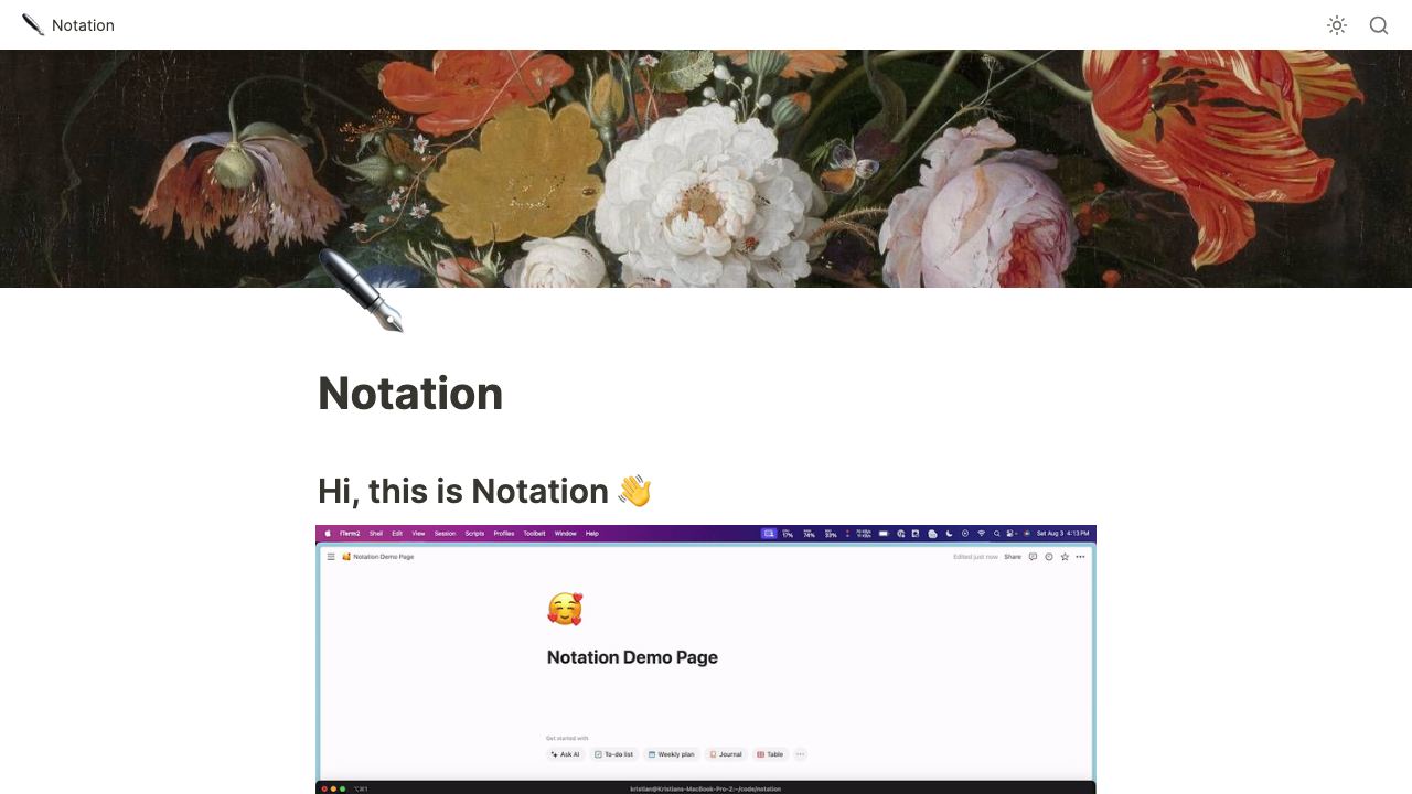 Notation website screenshot