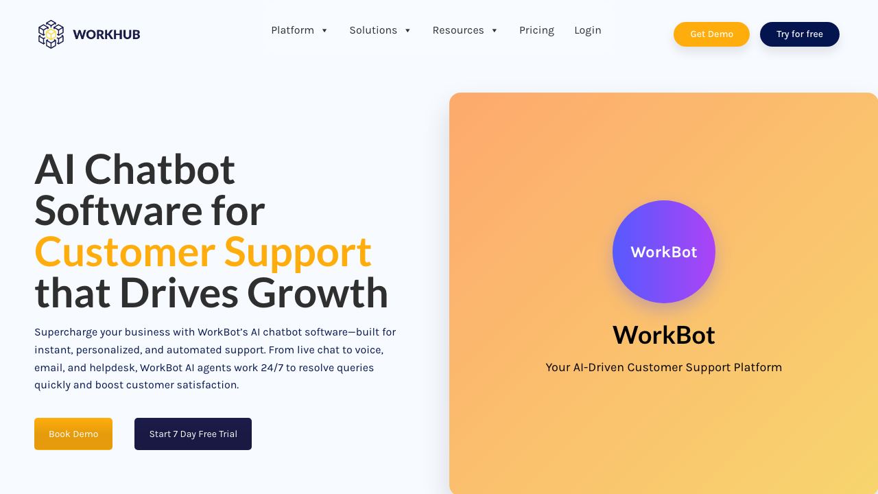 WorkHub website screenshot