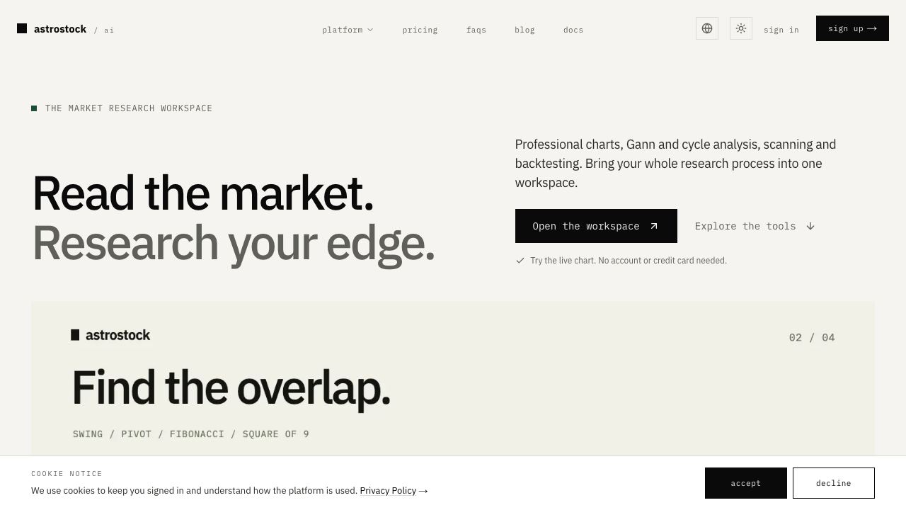 AstroStock AI website screenshot