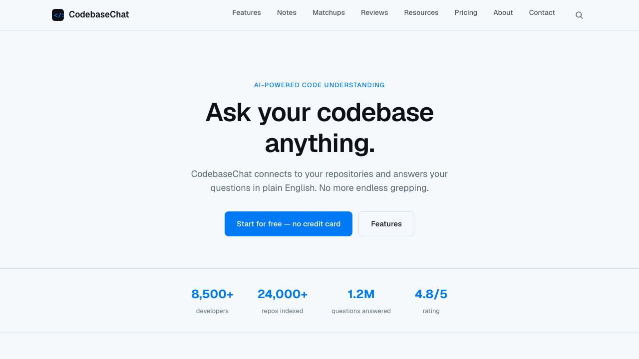 CodebaseChat website screenshot