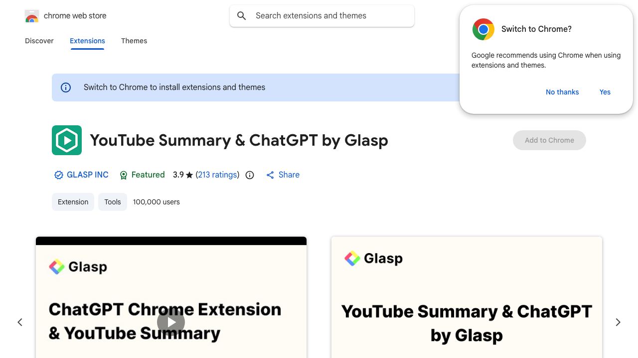 ChatGPT for Chrome 网站截图