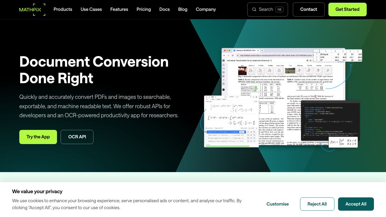 Mathpix website screenshot