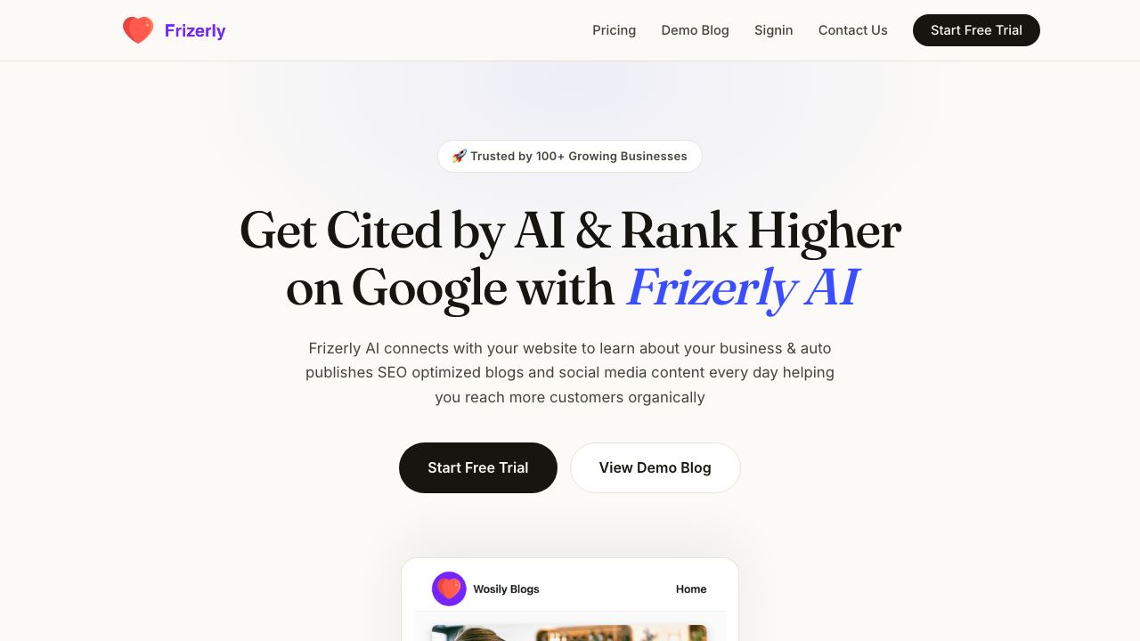 Frizerly 网站截图
