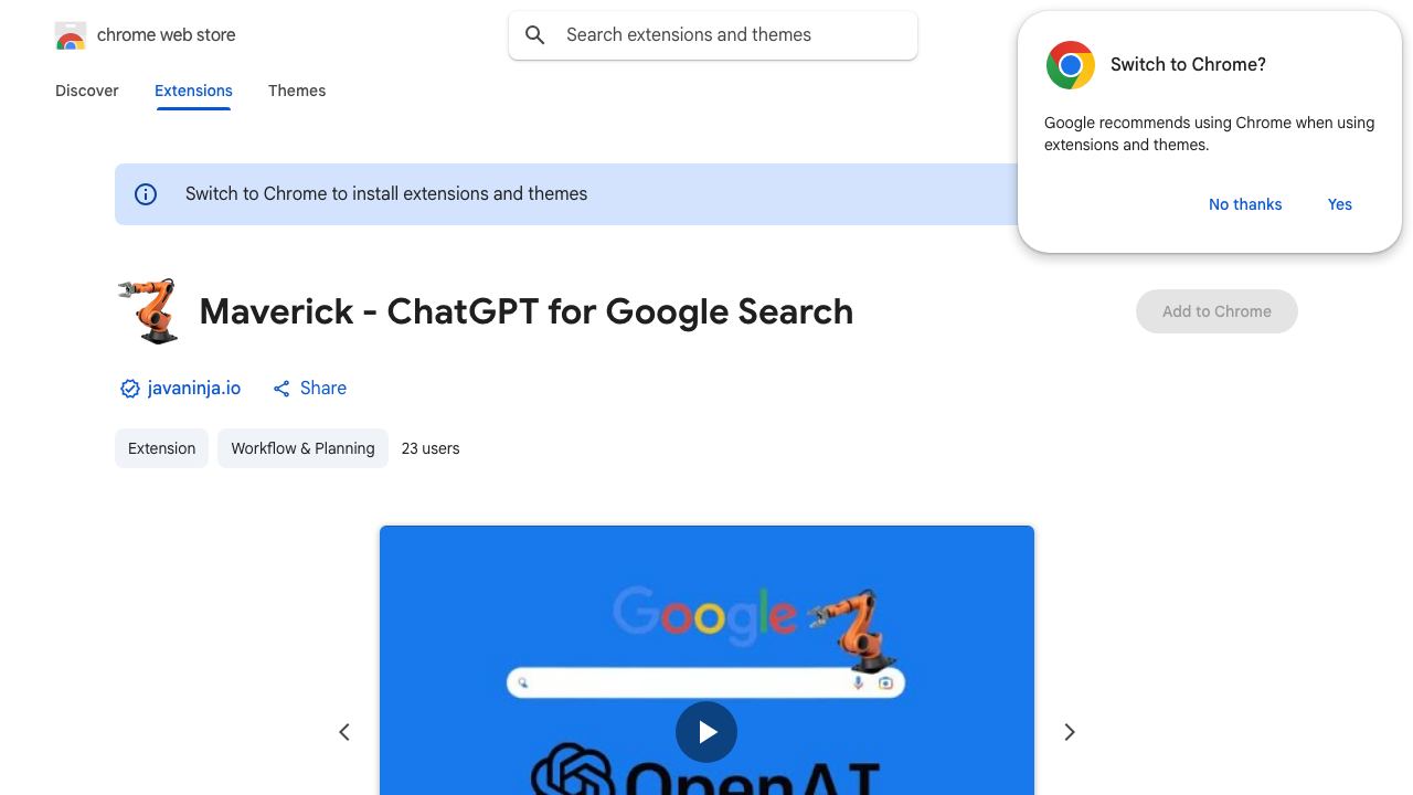 Maverick - ChatGPT for Google Search 网站截图