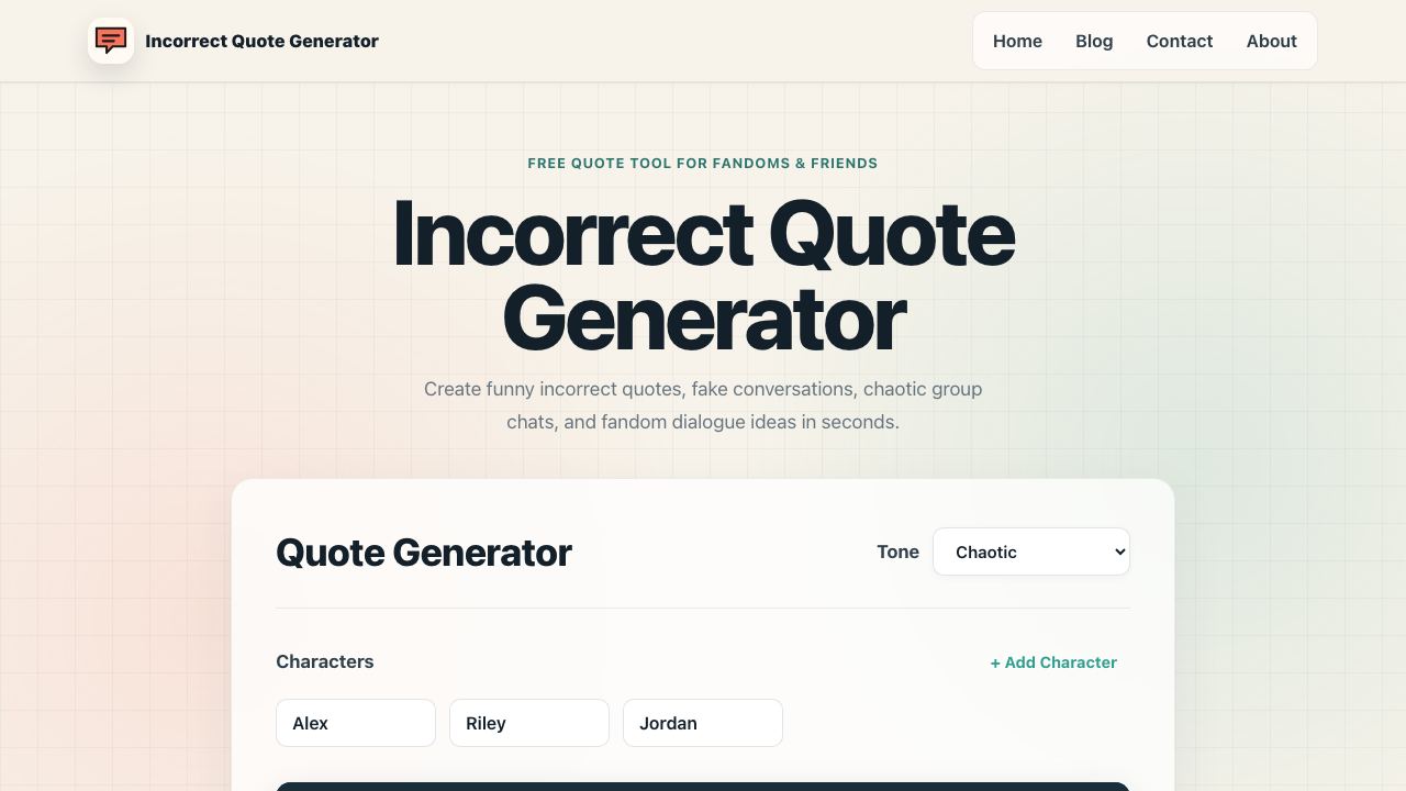 Incorrect Quote Generator 网站截图