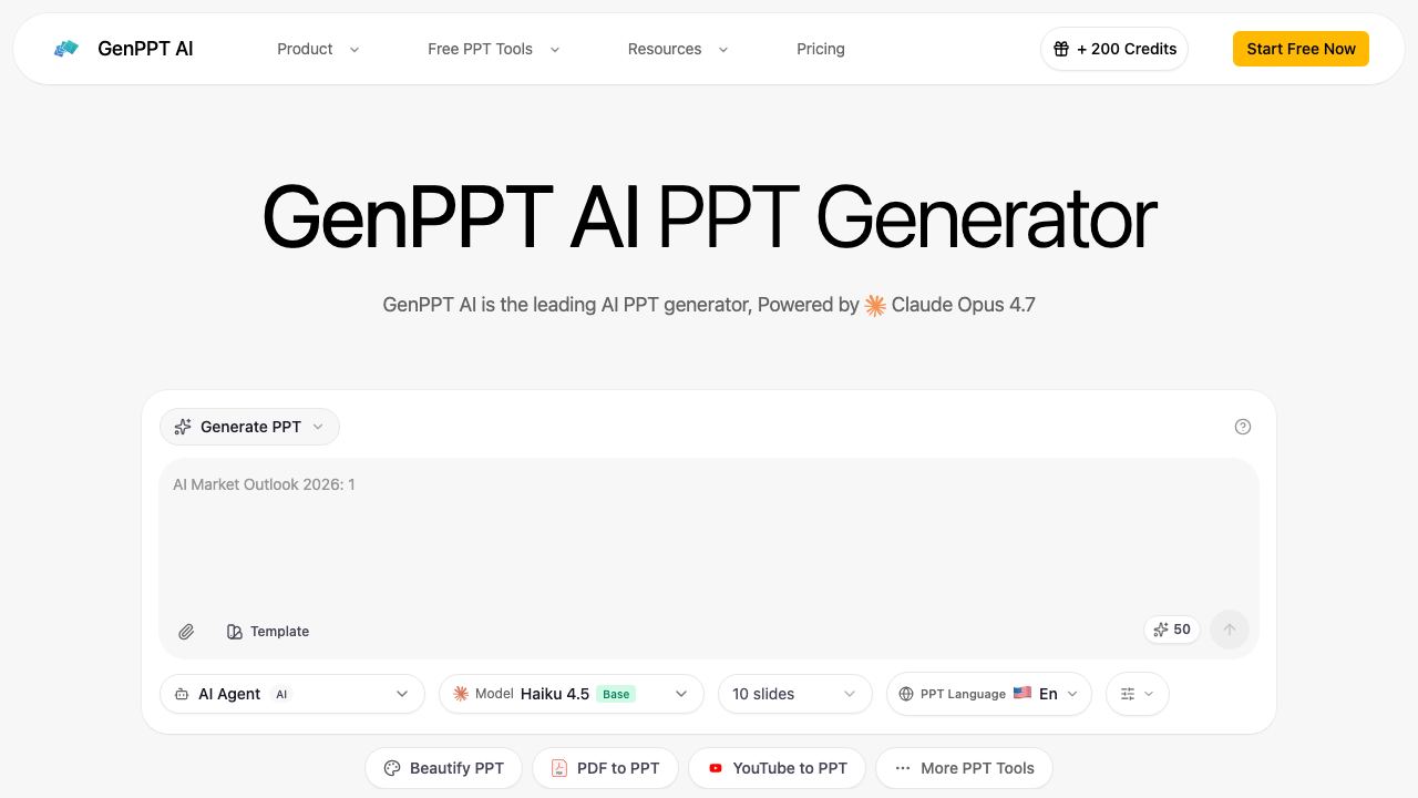 GenPPT AI 网站截图
