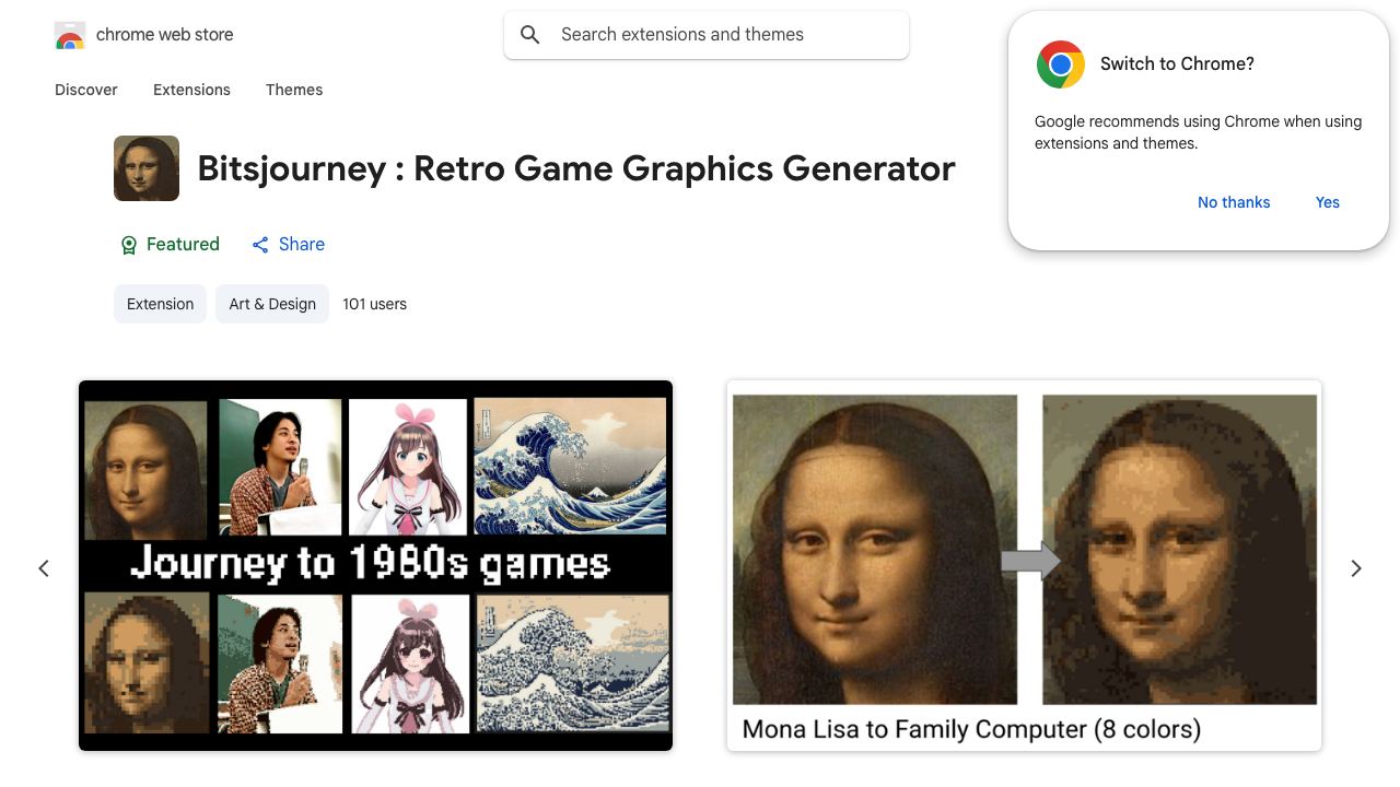 Bitsjourney : Retro Game Graphics Generator website screenshot
