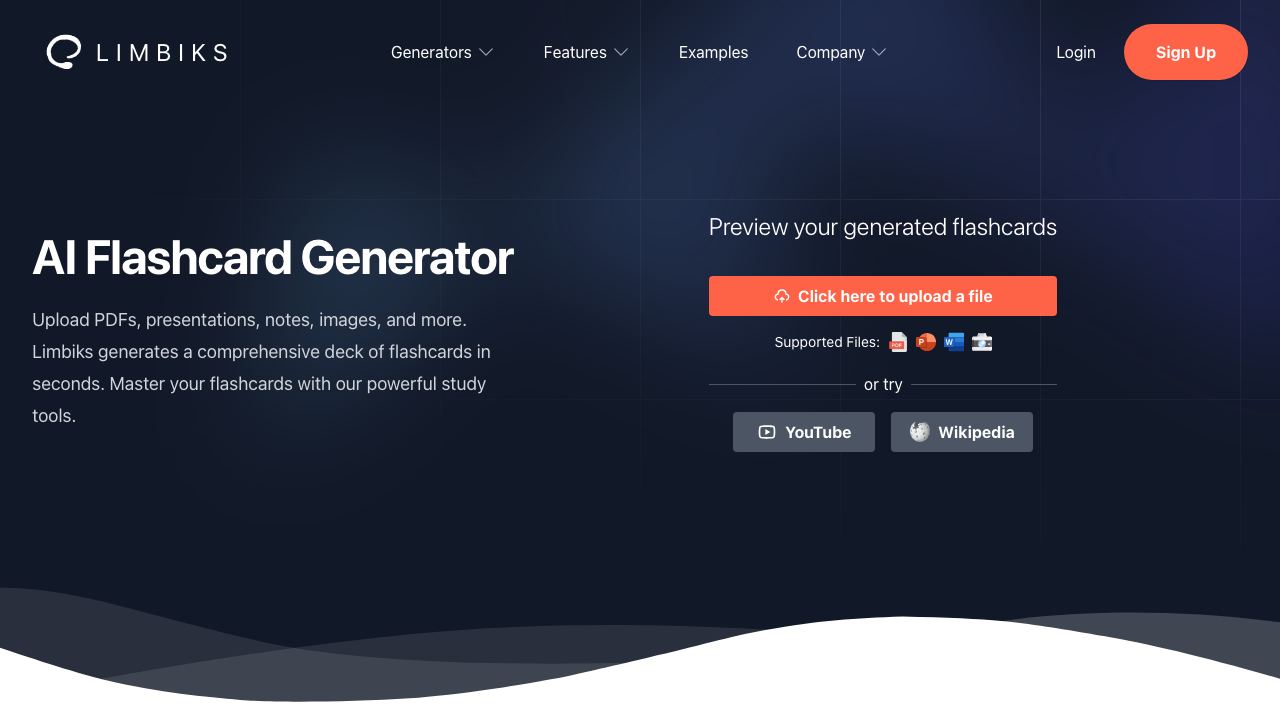 Limbiks - AI Flashcard Generator 网站截图
