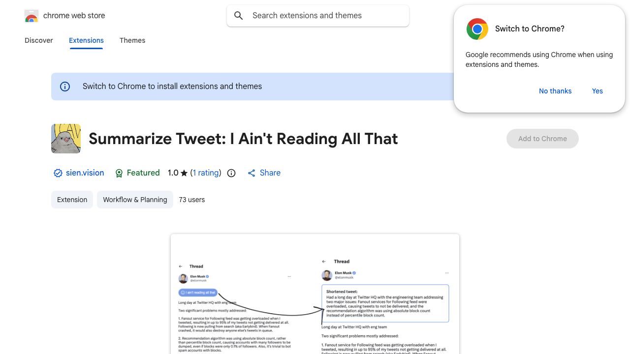 Summarize Tweet: I Ain't Reading All That 网站截图