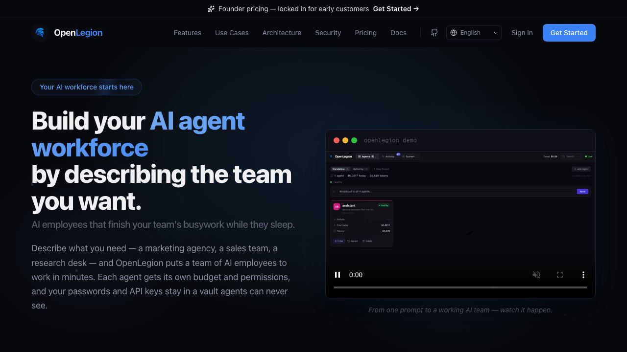 OpenLegion website screenshot