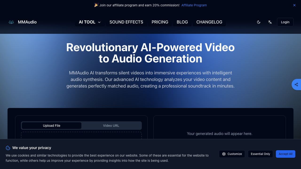 MMAudio website screenshot