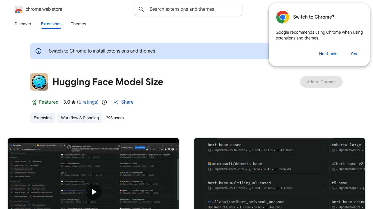 Hugging Face Model Size 网站截图