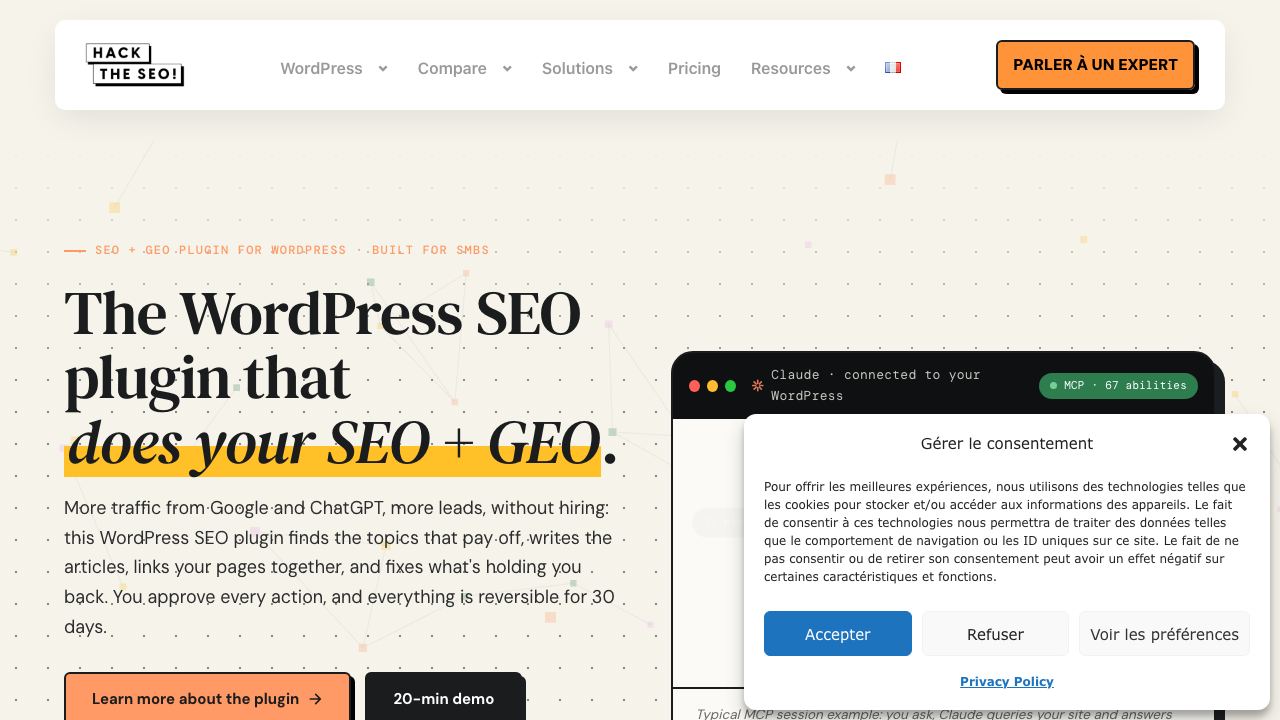 Hack the SEO website screenshot
