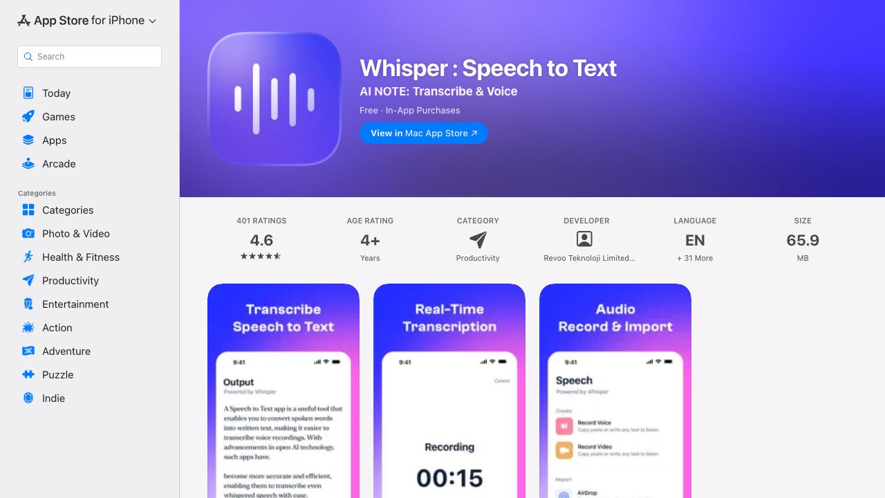 AI Speech to Text 网站截图