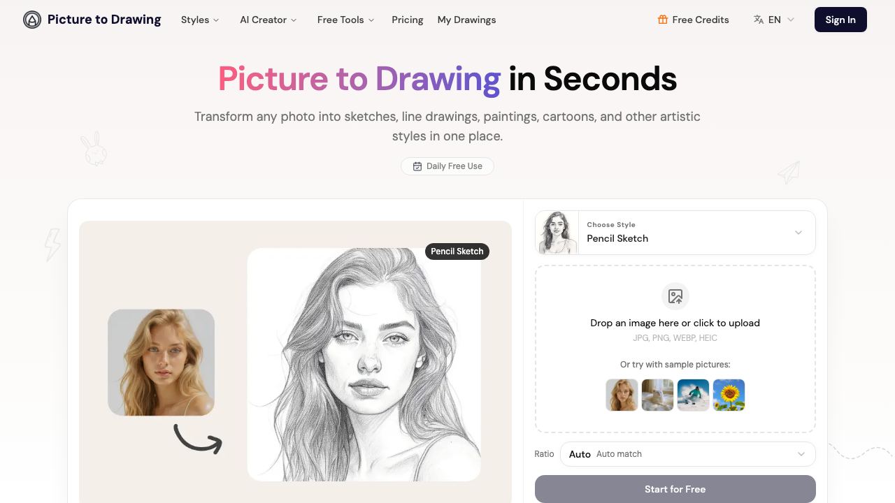 Picture to Drawing- 网站截图