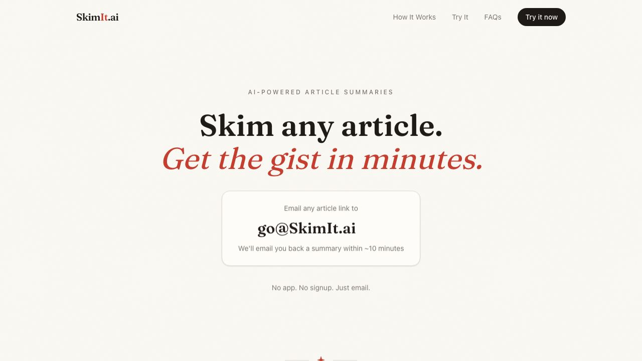 SkimIt.ai website screenshot
