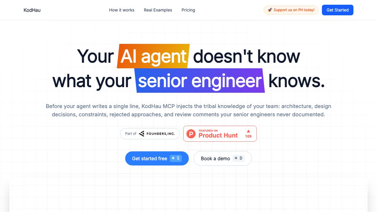 KodHau: Tribal Knowledge for AI Agents 网站截图