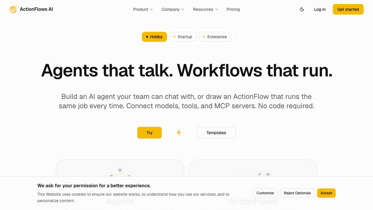 ActionFlows 网站截图