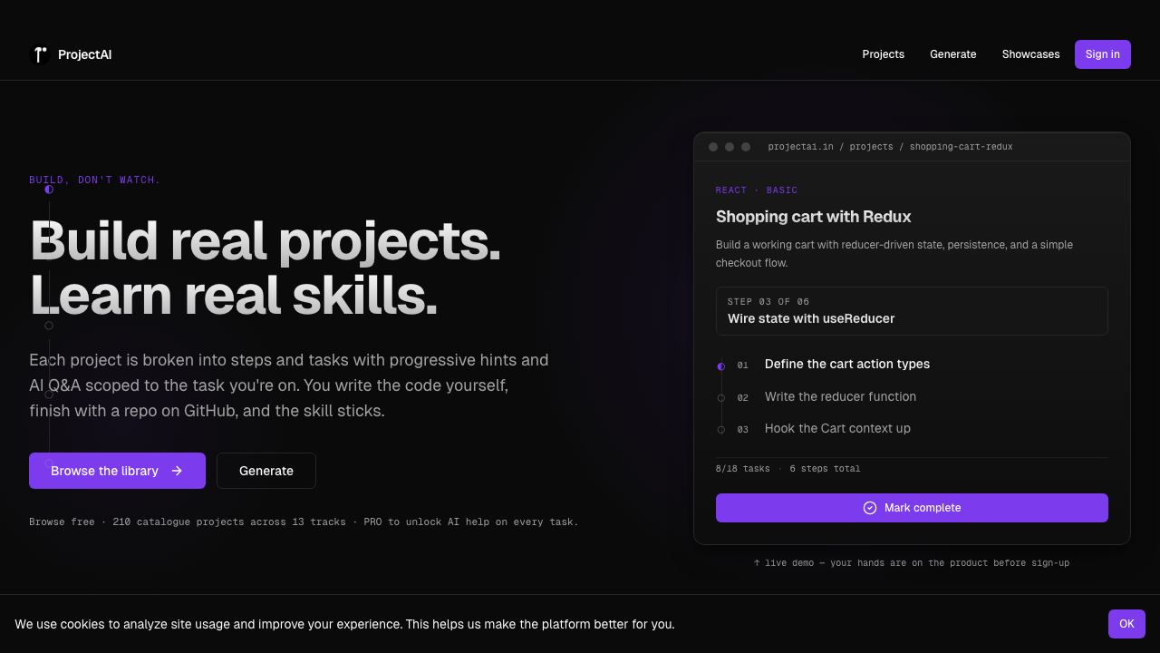 ProjectAI website screenshot