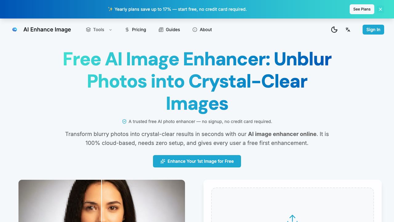 ai enhance image 网站截图