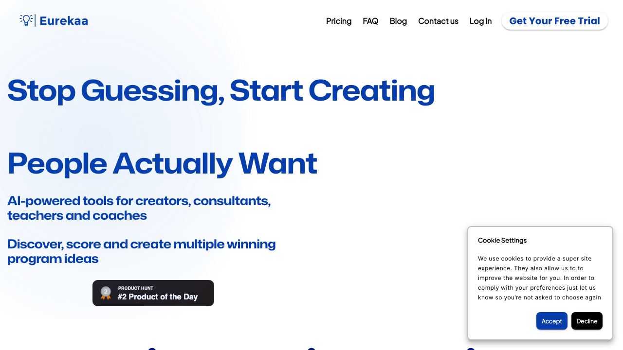Eurekaa website screenshot