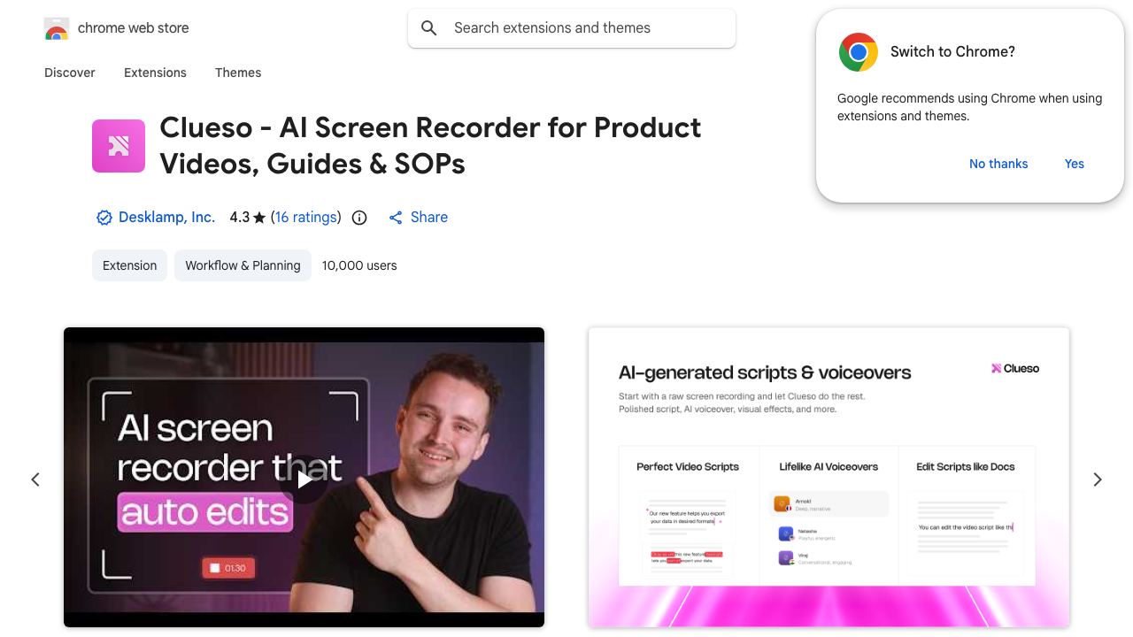 Clueso: Create studio-style screen recordings and step-by-step guides. website screenshot