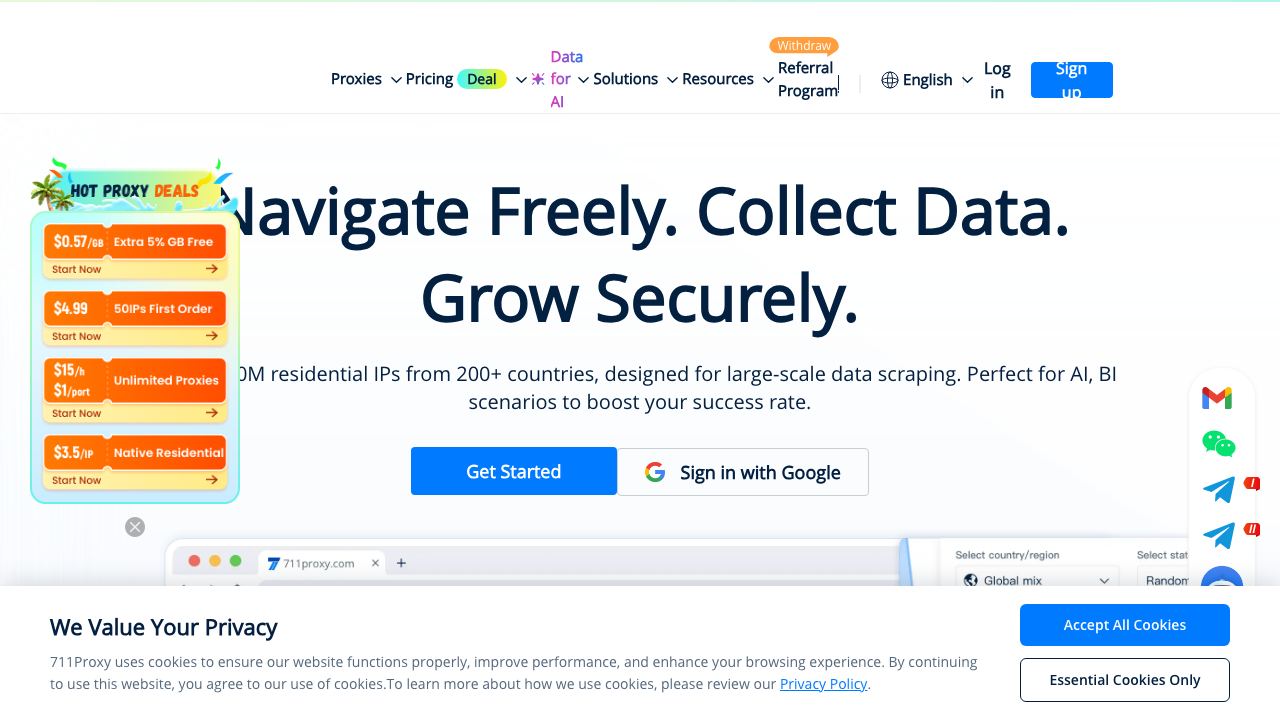 711Proxy website screenshot