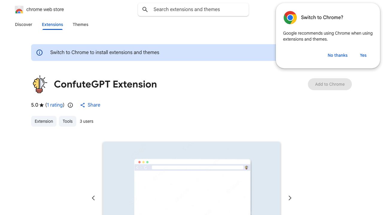 ConfuteGPT Extension website screenshot