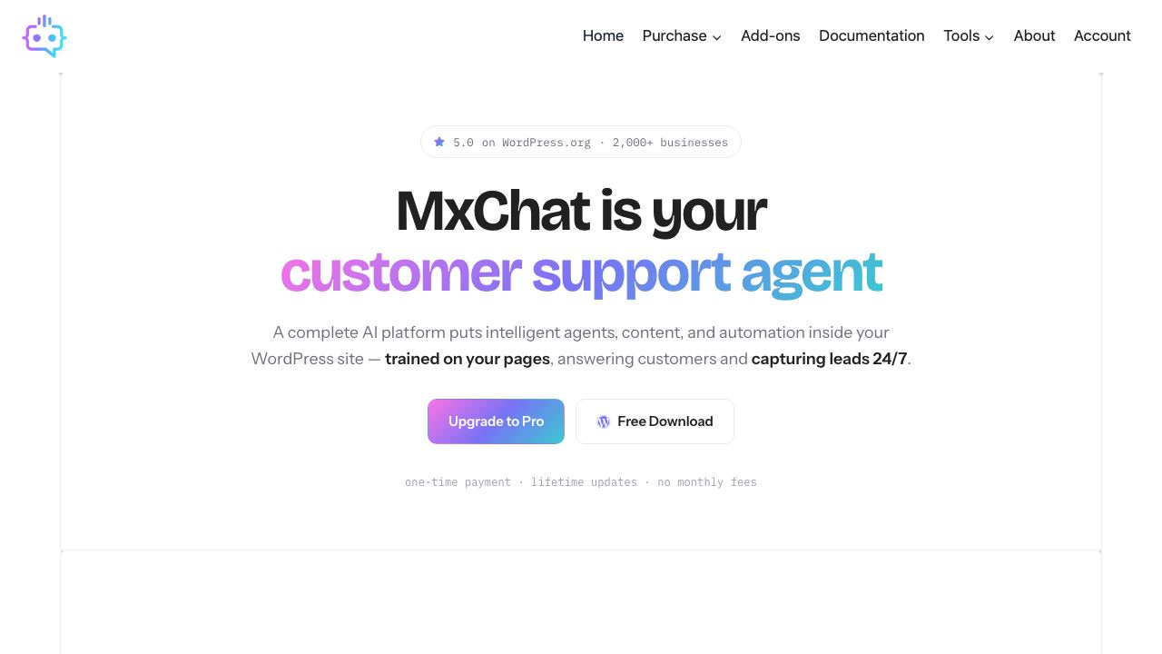 MxChat website screenshot