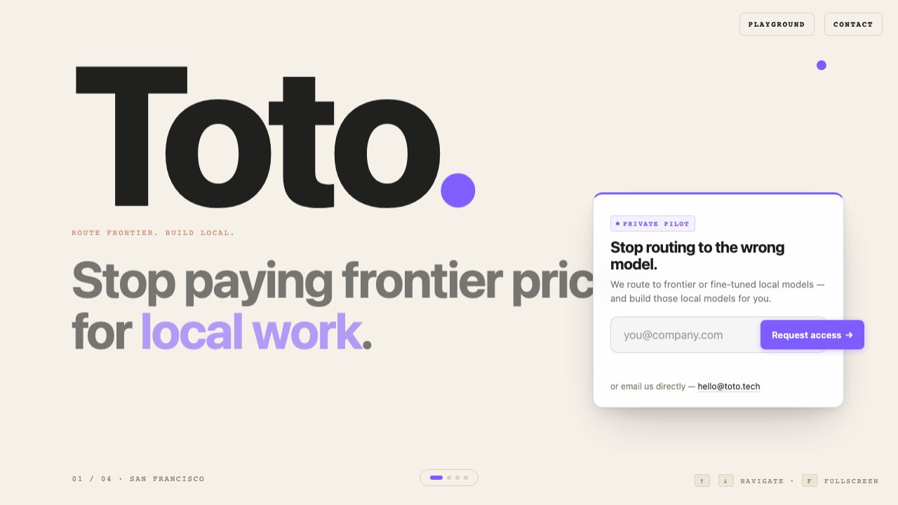 Toto website screenshot