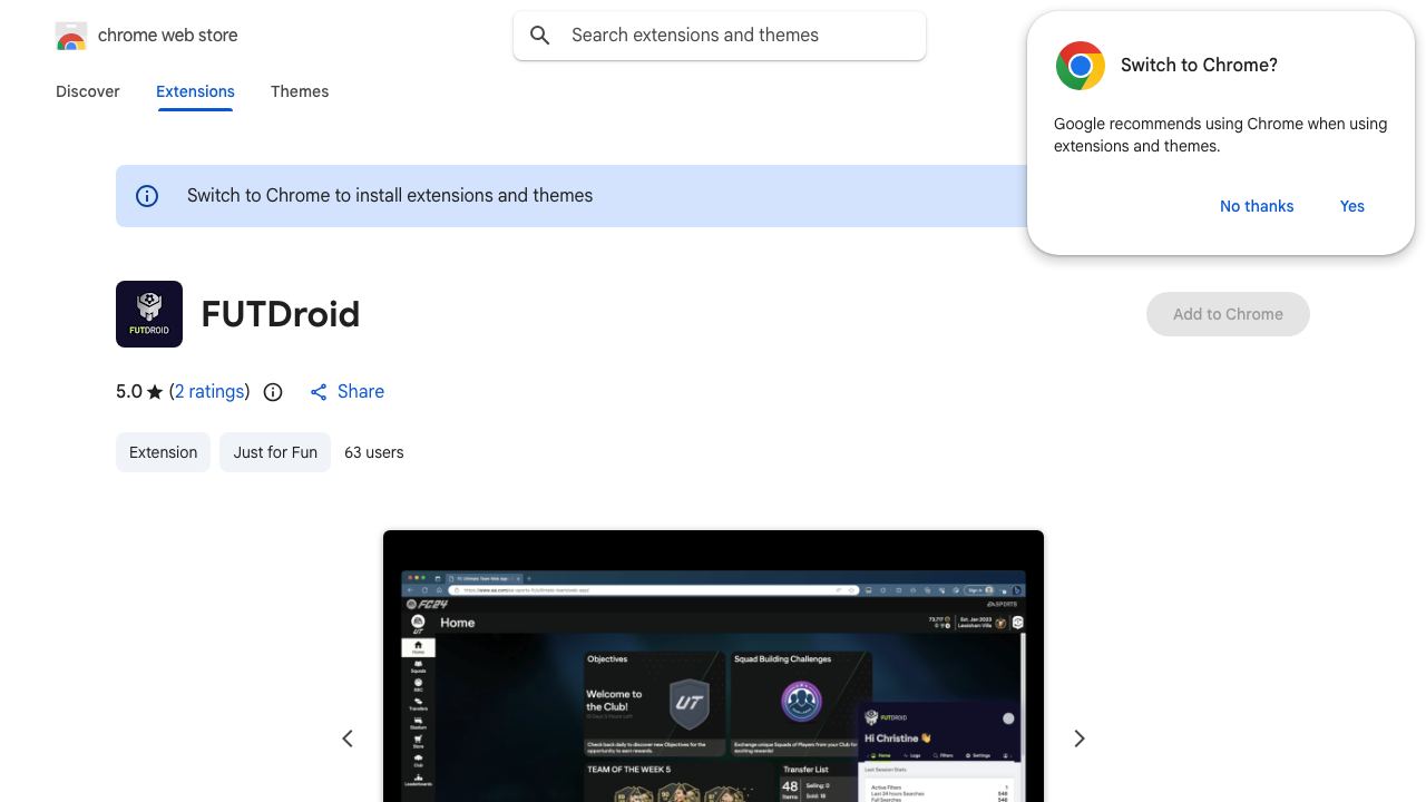 FUTDroid 网站截图