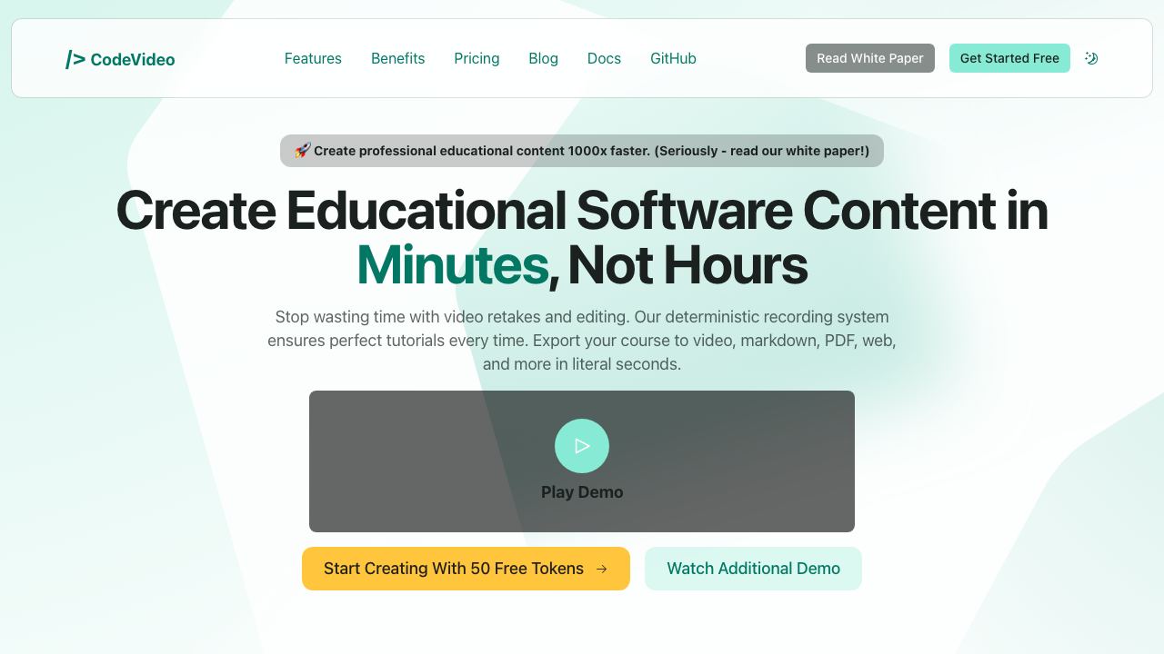 CodeVideo website screenshot