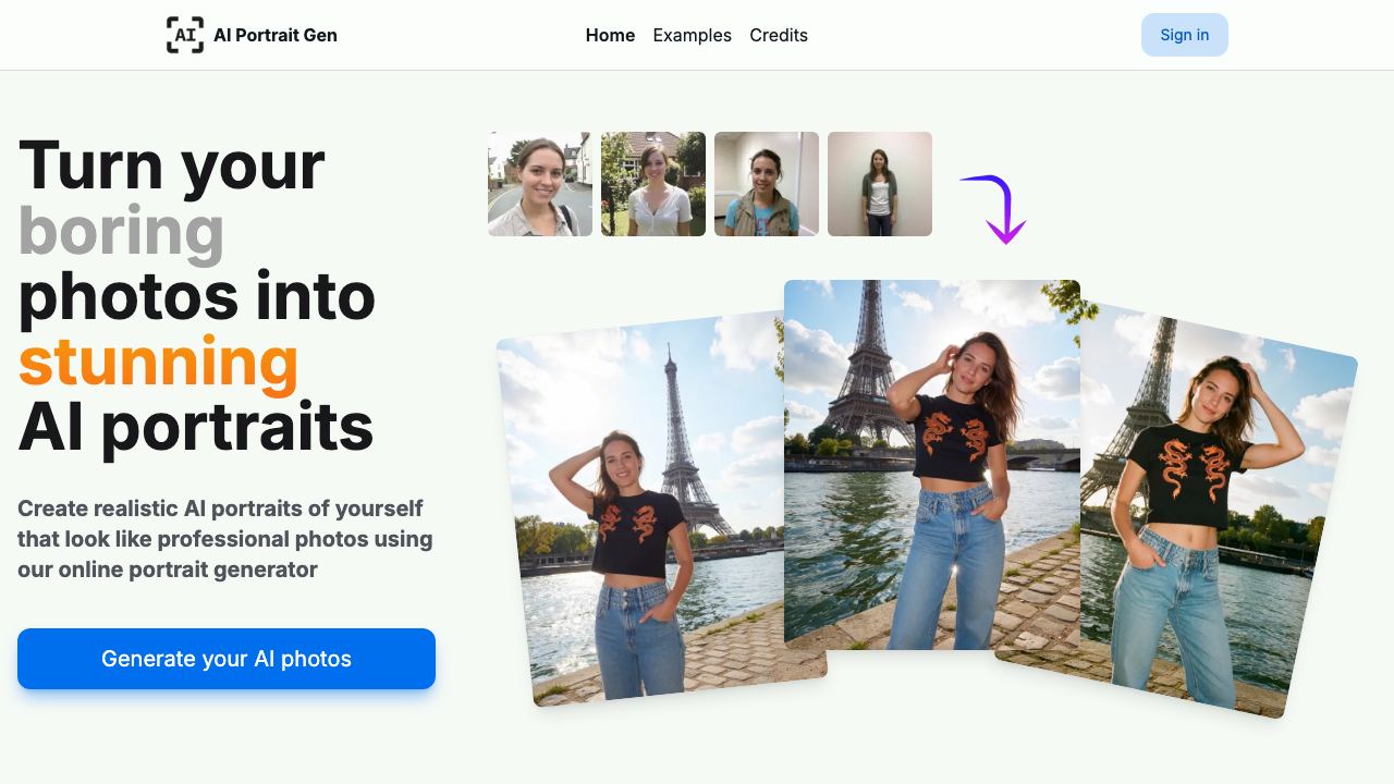 AI Portrait Gen 网站截图