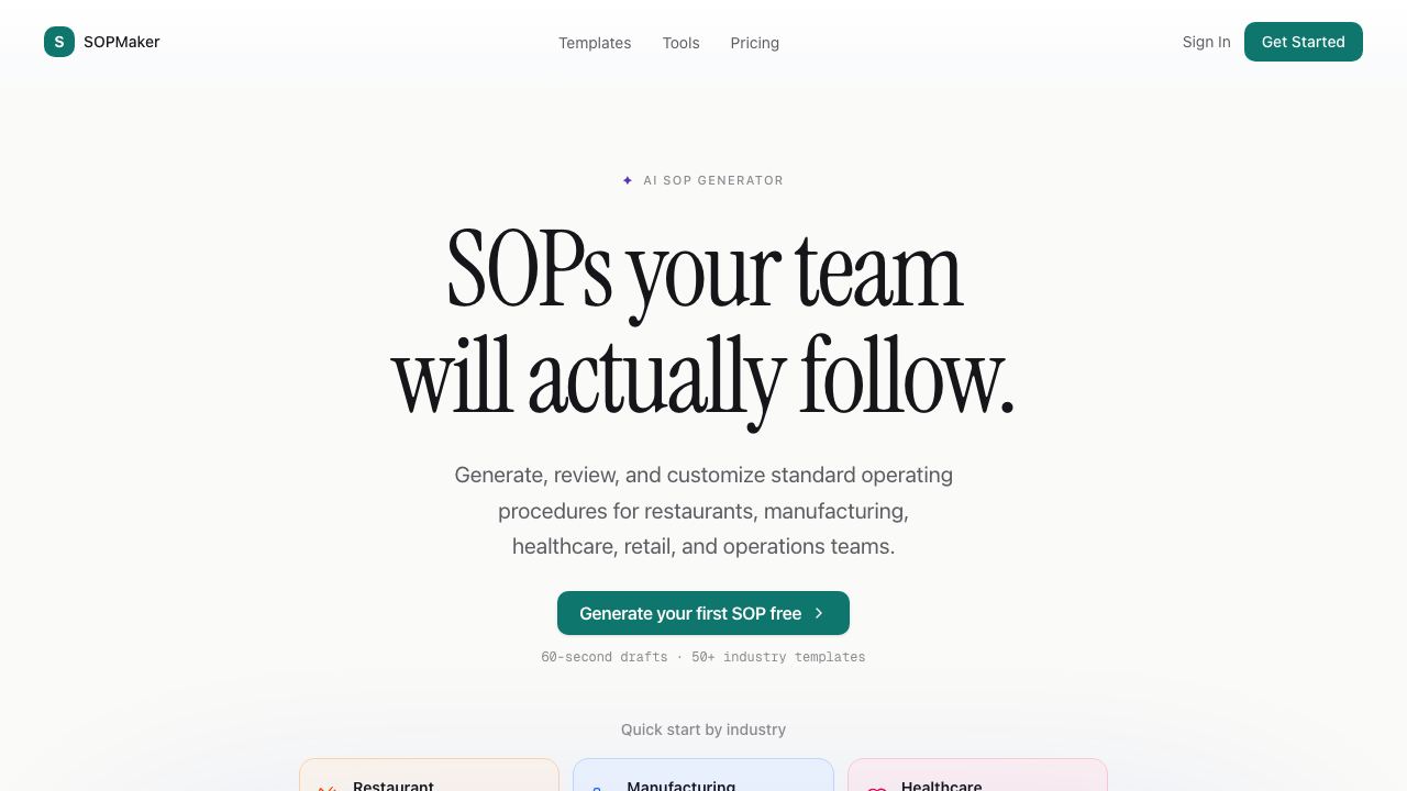 SOPMaker 网站截图