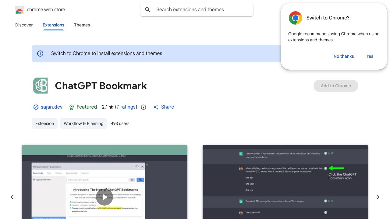 ChatGPT Bookmark 网站截图