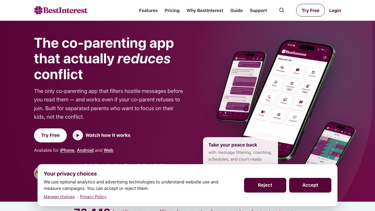 BestInterest for Coparents 网站截图