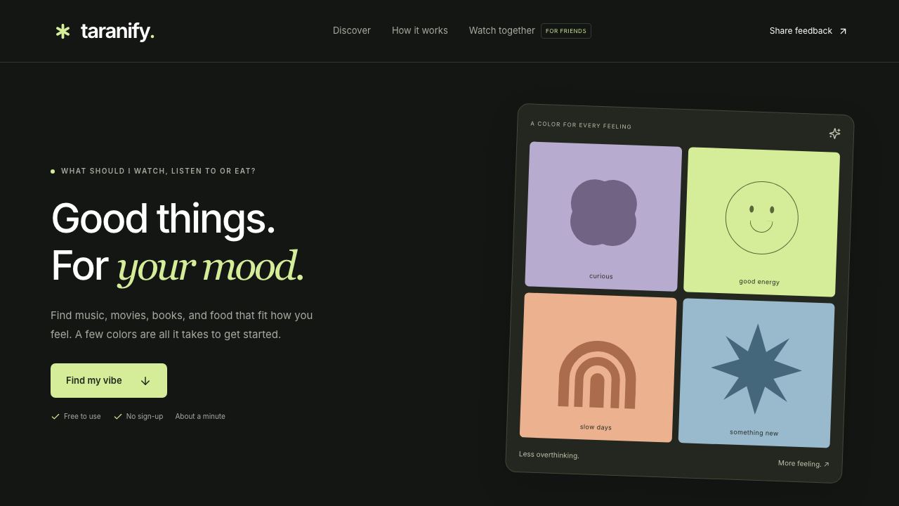 Taranify Mood AI 网站截图