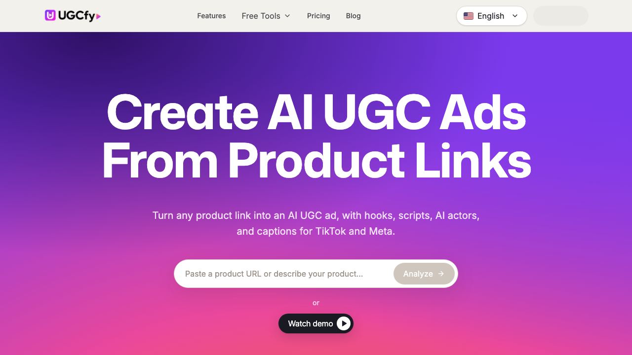 UGCfy AI website screenshot
