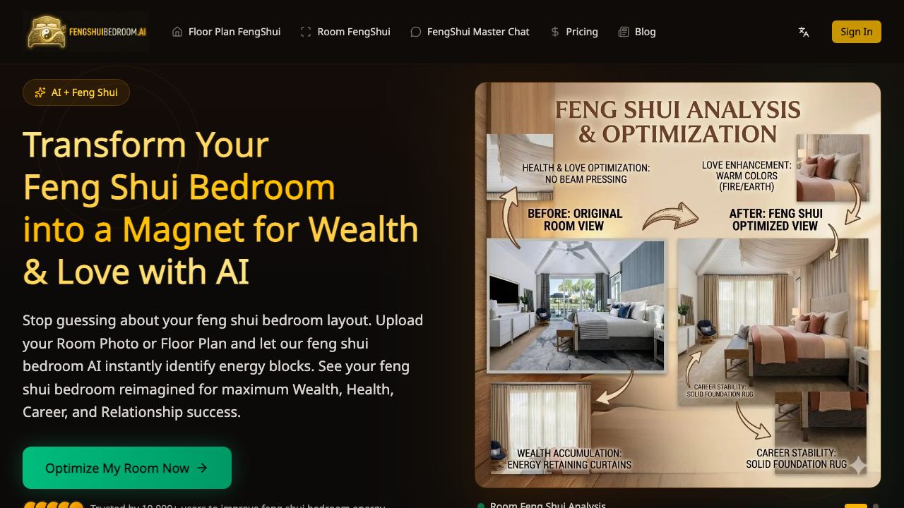 Feng Shui Bedroom 网站截图