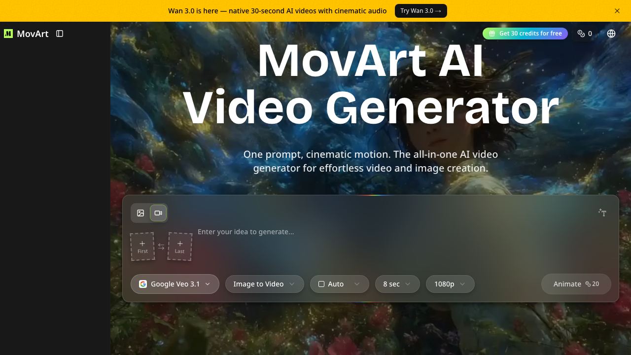 Movart AI website screenshot