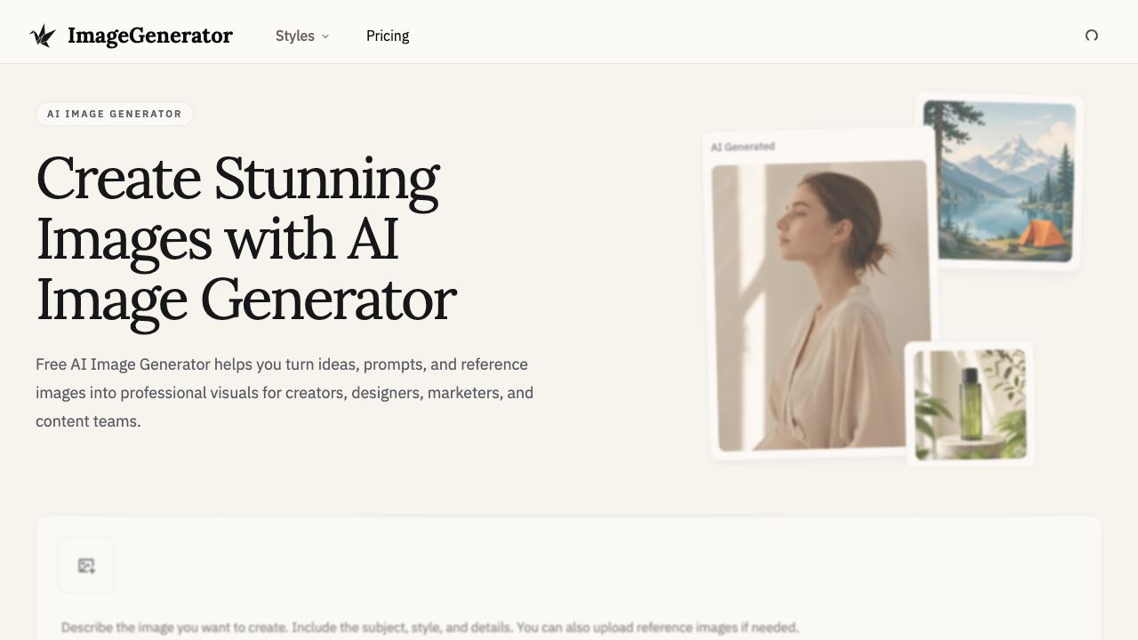 ImageGenerator website screenshot