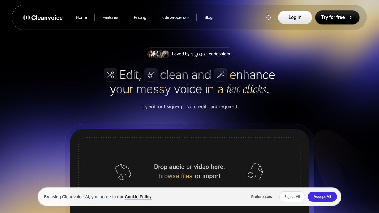 Cleanvoice AI 网站截图