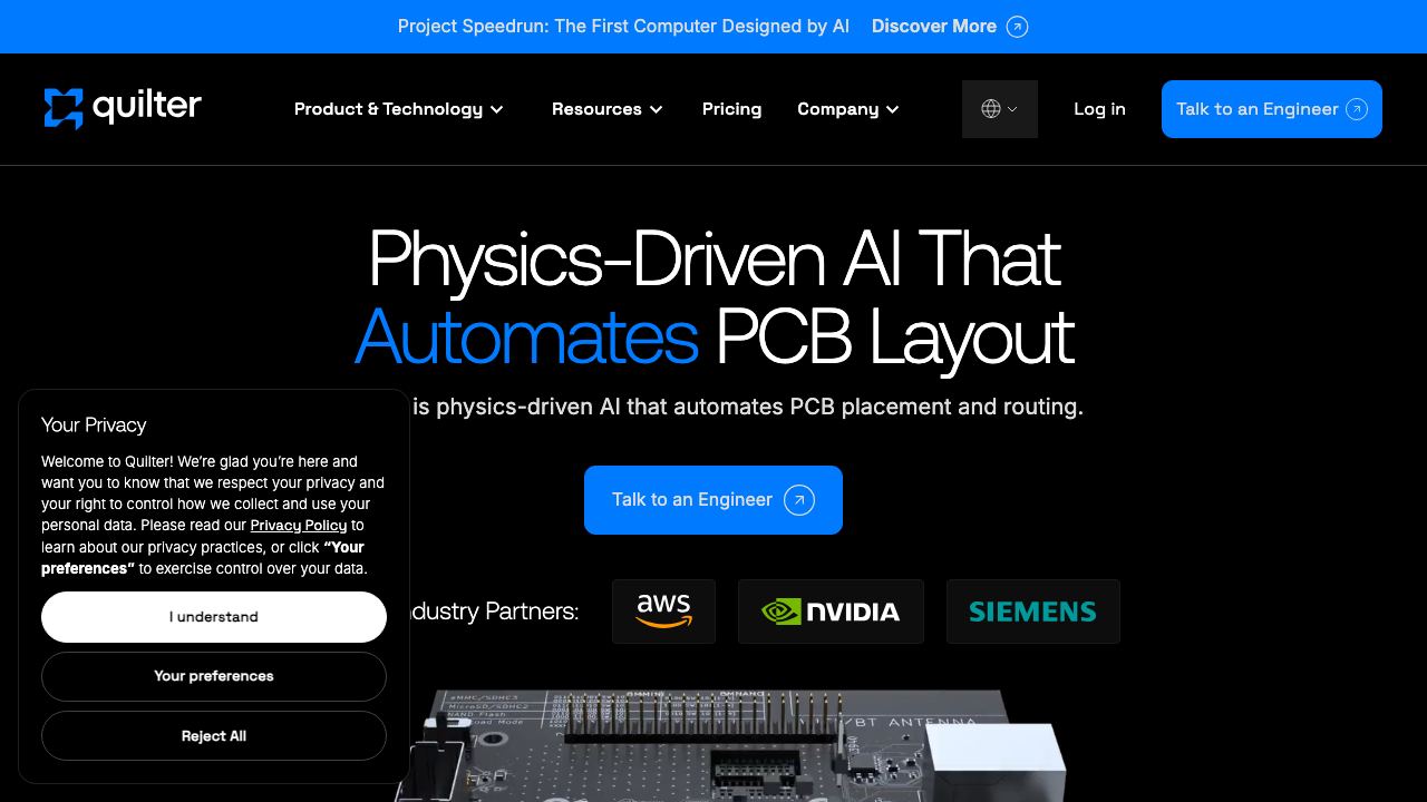 Quilter website screenshot