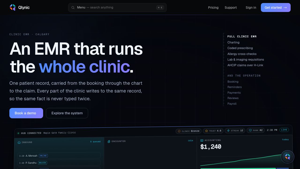 Qlynic website screenshot