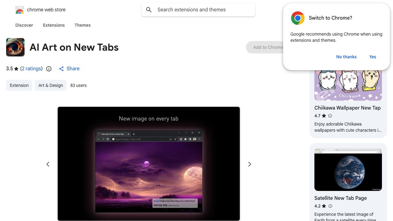 AI Art on New Tabs 网站截图