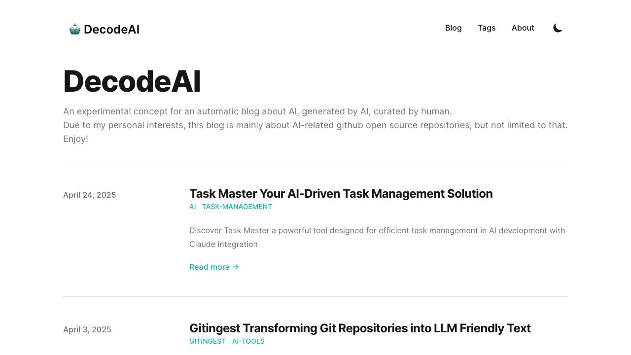 DecodeAI website screenshot