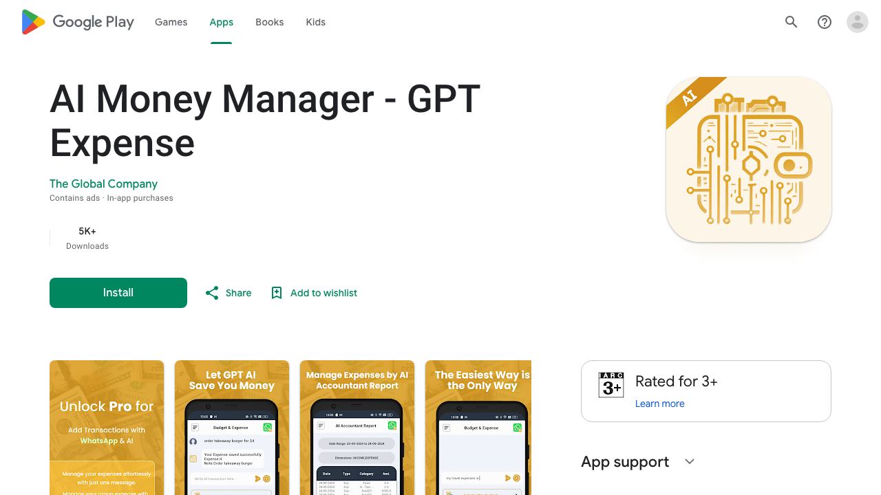 AI Money Manager - GPT Based Expense App 网站截图