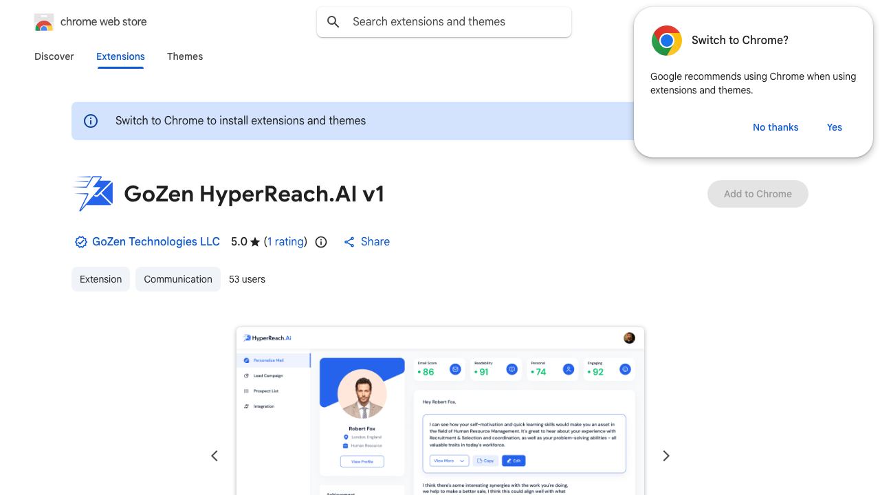 GoZen HyperReach.AI v1 website screenshot