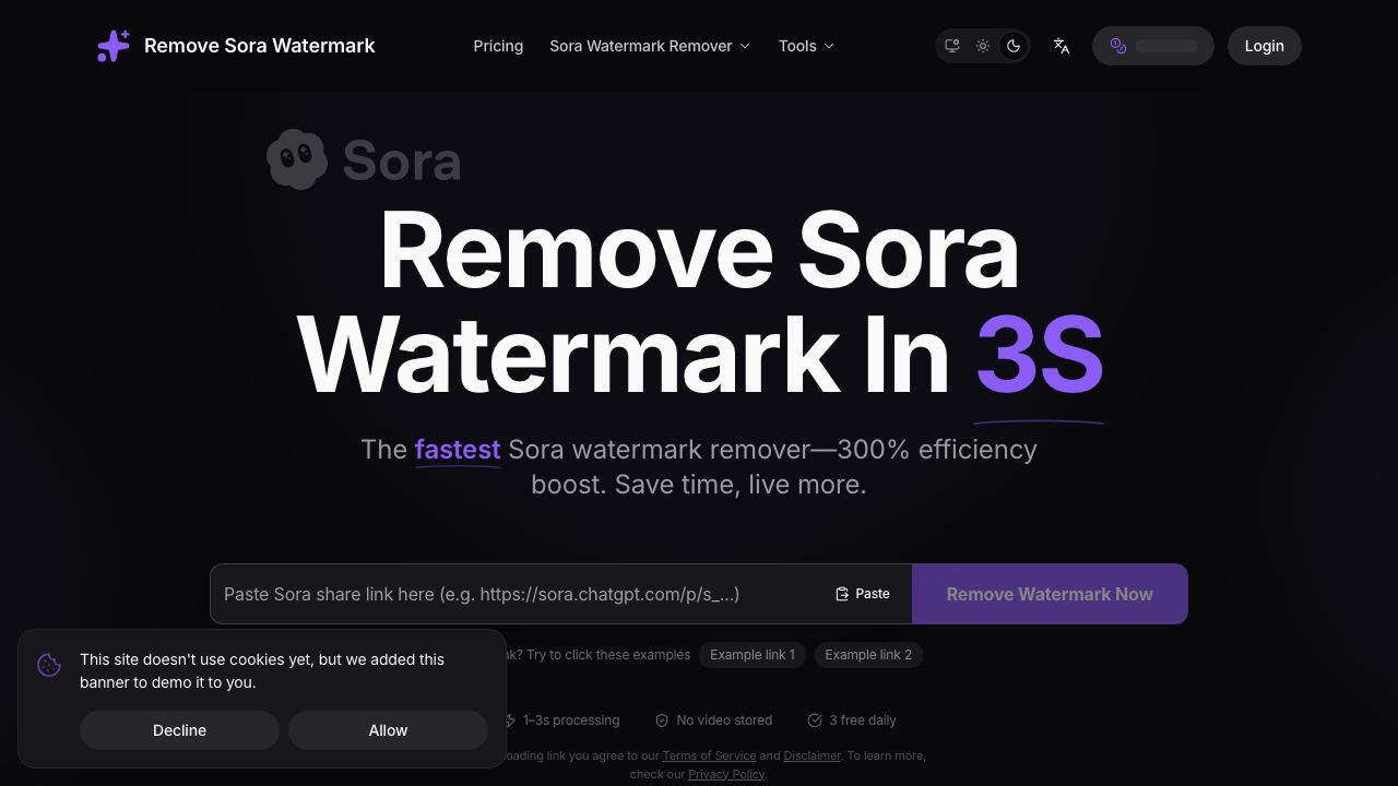 Remove Sora Watermark website screenshot